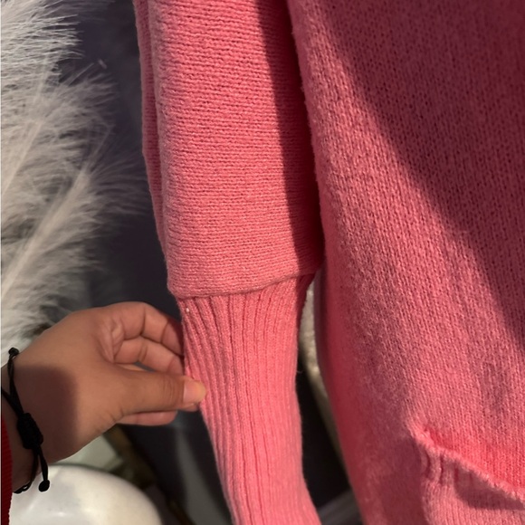 Vibrant Pink Open Front Cardigan Sweater - Picture 6 of 8